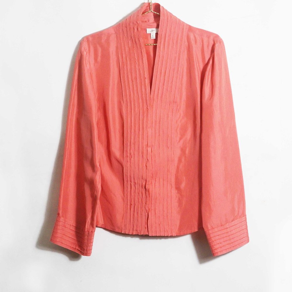 J. Jill Silk Peach Long Sleeve Blouse Shirt L